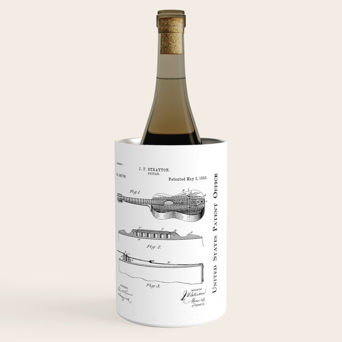 Acoustic Guitar Patent - Guitar Player Music Lover Art - Black Chalkboard Wine Chiller Gallery Image 3