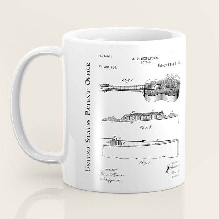 Acoustic Guitar Patent - Guitar Player Music Lover Art - Black Chalkboard Coffee Mug Gallery Image 3