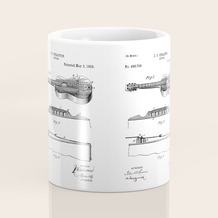 Acoustic Guitar Patent - Guitar Player Music Lover Art - Black Chalkboard Coffee Mug Gallery Image 4