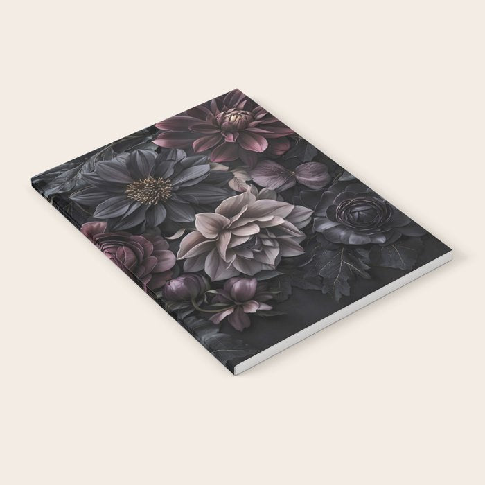 Midnight Floralscape Moody Baroque Opulent Flowers Notebook Gallery Image 1