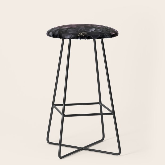 Midnight Floralscape Moody Baroque Opulent Flowers Stool