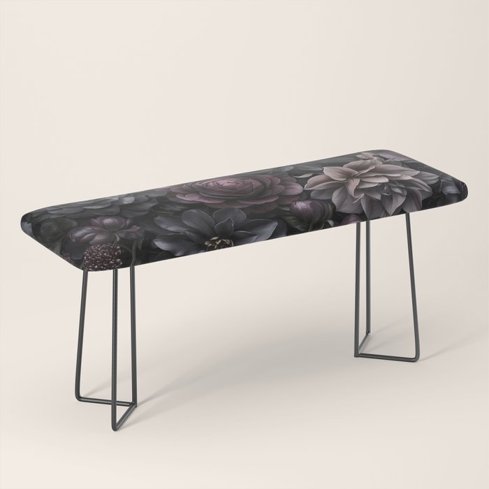 Midnight Floralscape Moody Baroque Opulent Flowers Bench Gallery Image 1