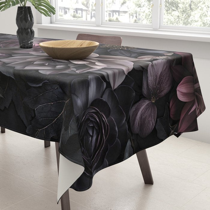 Midnight Floralscape Moody Baroque Opulent Flowers Tablecloth Gallery Image 3