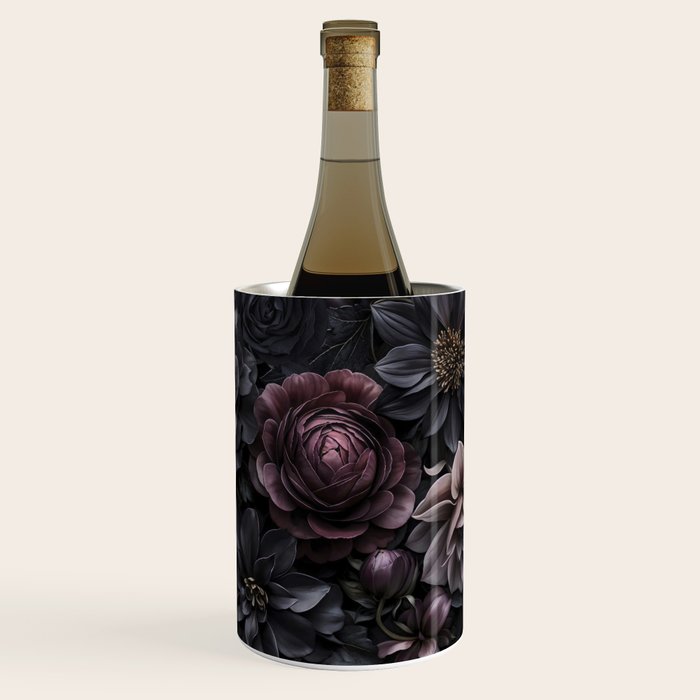 Midnight Floralscape Moody Baroque Opulent Flowers Wine Chiller Gallery Image 1