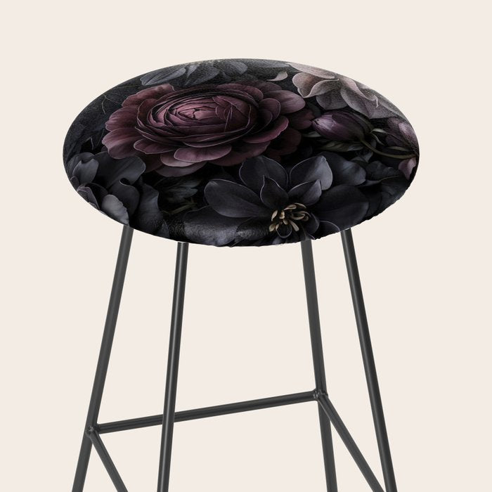 Midnight Floralscape Moody Baroque Opulent Flowers Stool Gallery Image 2