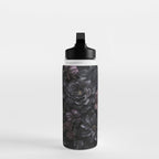 Midnight Floralscape Moody Baroque Opulent Flowers Water Bottle Gallery Image 3