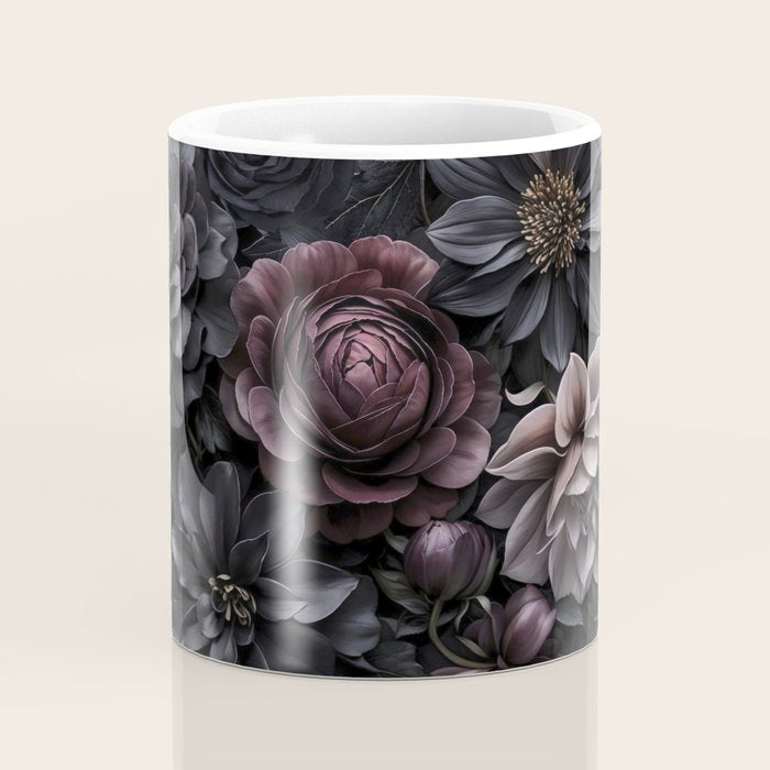 Midnight Floralscape Moody Baroque Opulent Flowers Coffee Mug Gallery Image 4