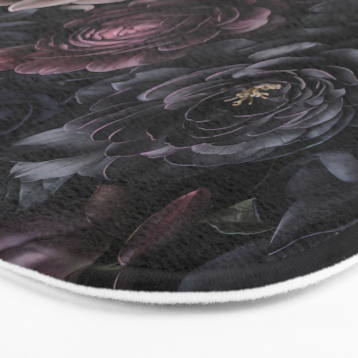 Midnight Floralscape Moody Baroque Opulent Flowers Bath Mat Gallery Image 3