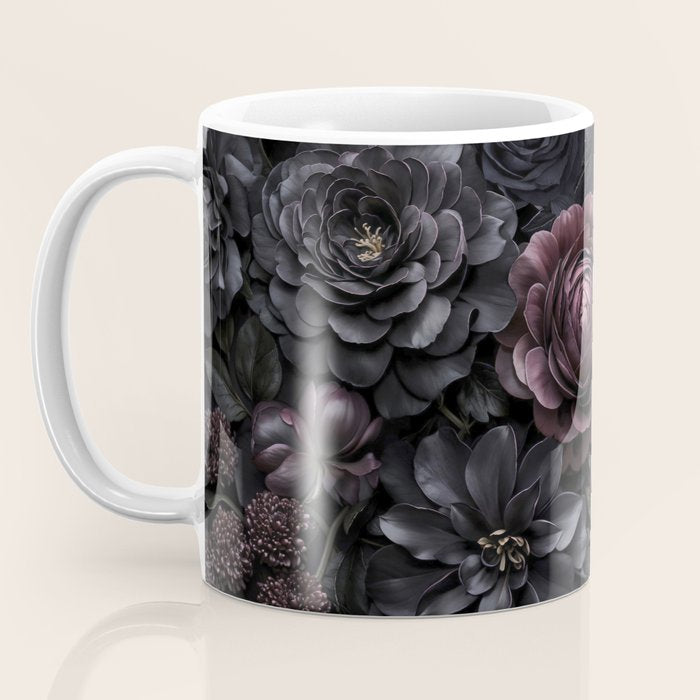 Midnight Floralscape Moody Baroque Opulent Flowers Coffee Mug Gallery Image 3