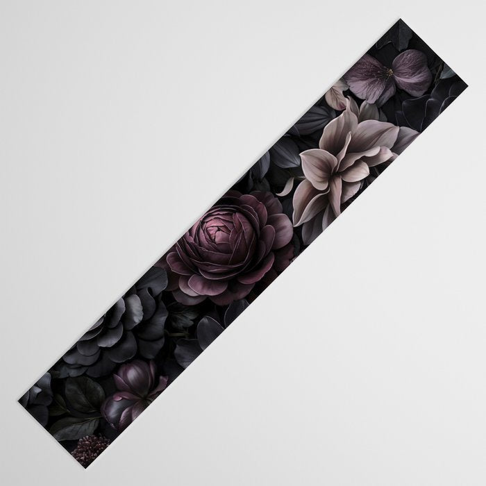 Midnight Floralscape Moody Baroque Opulent Flowers Table Runner Gallery Image 3