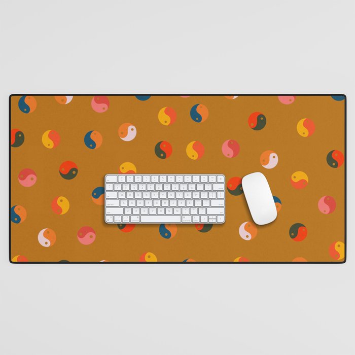 Yin and Yang Pattern -  golden yellow Desk Mat Gallery Image 1