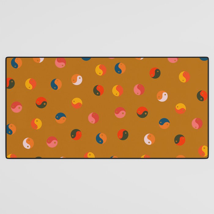 Yin and Yang Pattern -  golden yellow Desk Mat Gallery Image 3