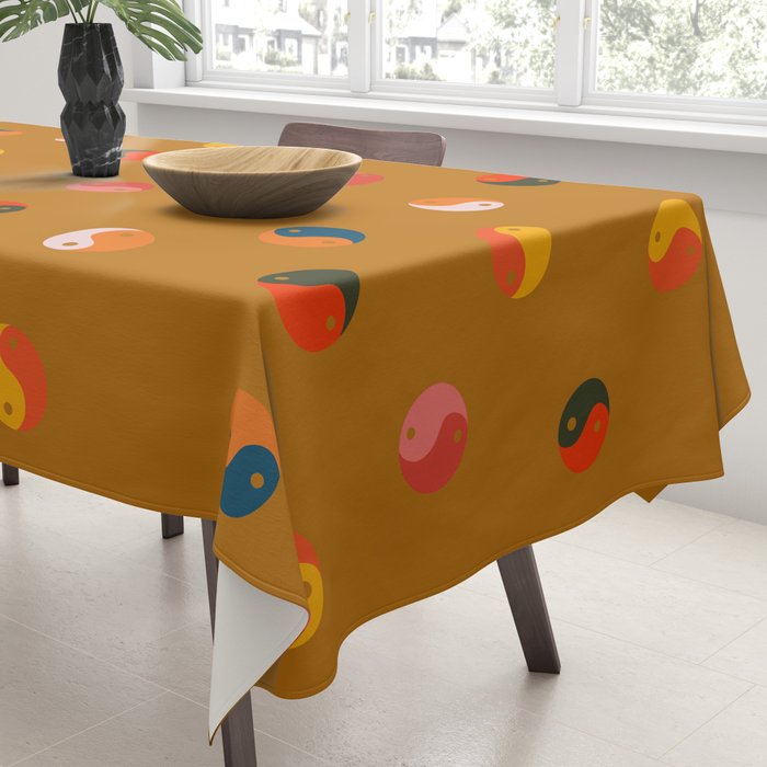 Yin and Yang Pattern -  golden yellow Tablecloth Gallery Image 3