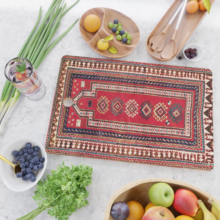 Kazak Southwest Caucasus Niche Rug Print Cutting Board Gallery Image 2