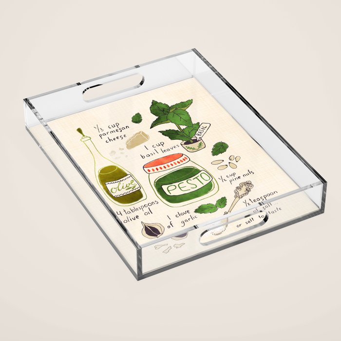 Pesto. Illustrated Recipe. Acrylic Tray Gallery Image 1