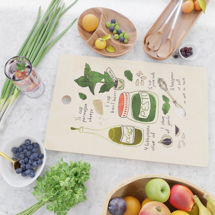 Pesto. Illustrated Recipe. Cutting Board Gallery Image 2