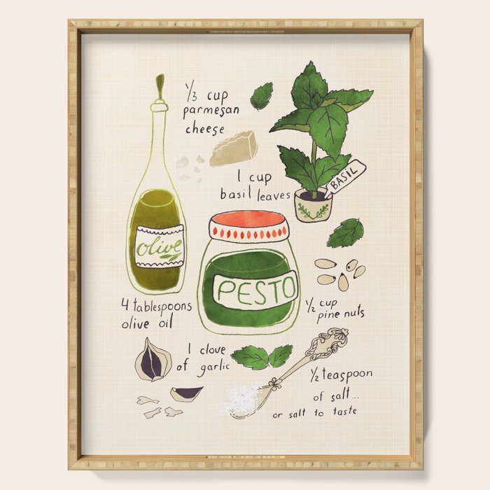 Pesto. Illustrated Recipe. Serving Tray Gallery Image 1