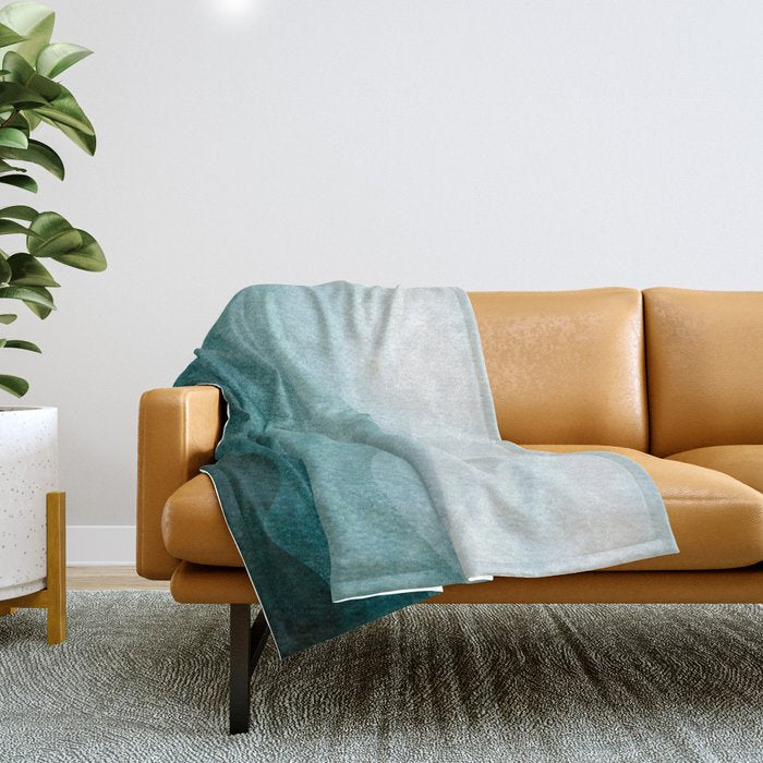 Sunrise in the mountains, dawn, teal, abstract watercolor Throw Blanket Gallery Image 1