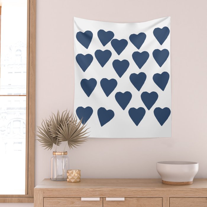 Hearts Navy Wall Tapestry Gallery Image 2