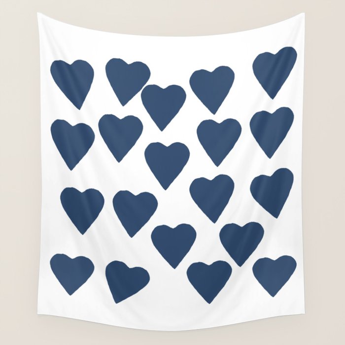 Hearts Navy Wall Tapestry Gallery Image 1