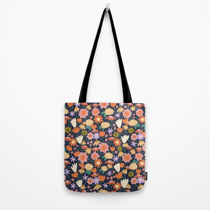 Floral pattern dark Tote Bag Gallery Image 2