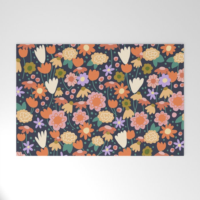 Floral pattern dark Welcome Mat Gallery Image 1