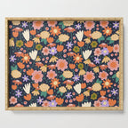 Floral pattern dark Serving Tray Gallery Image 1