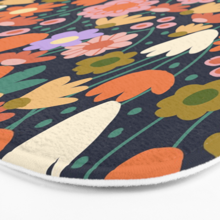 Floral pattern dark Bath Mat Gallery Image 3