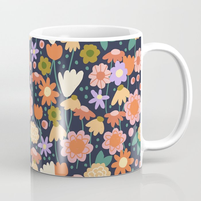 Floral pattern dark Coffee Mug Gallery Image 1