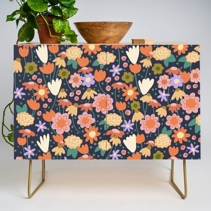 Floral pattern dark Credenza Gallery Image 1