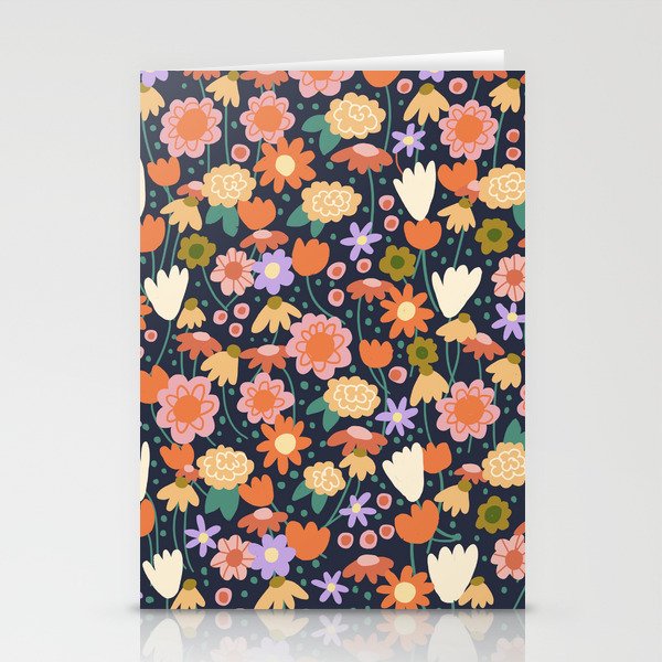 Floral pattern dark Stationery Card Gallery Image 1