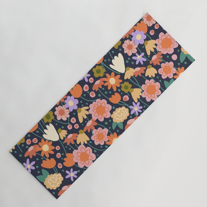 Floral pattern dark Yoga Mat Gallery Image 1