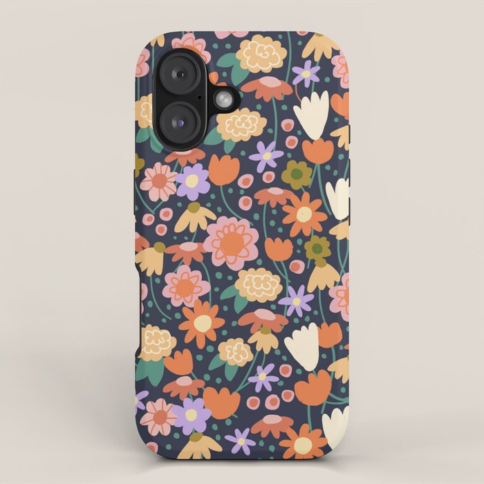 Floral pattern dark iPhone Case Gallery Image 1