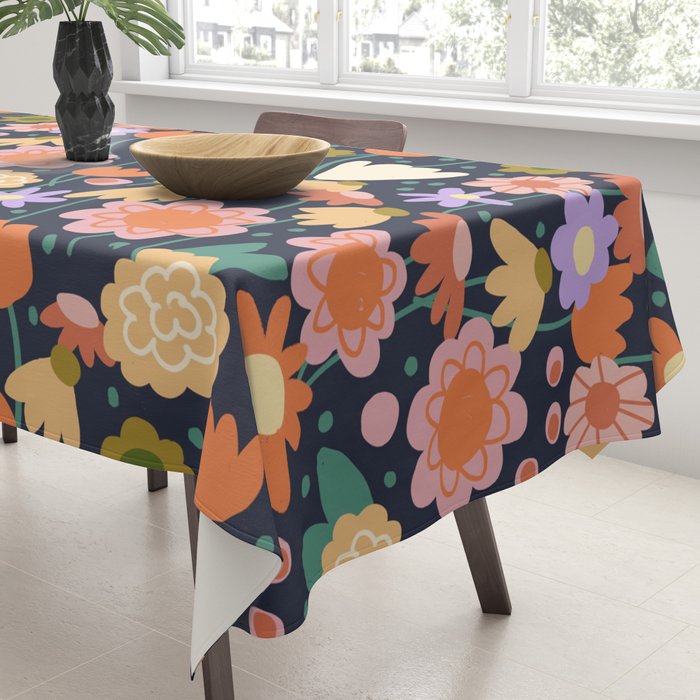 Floral pattern dark Tablecloth Gallery Image 3