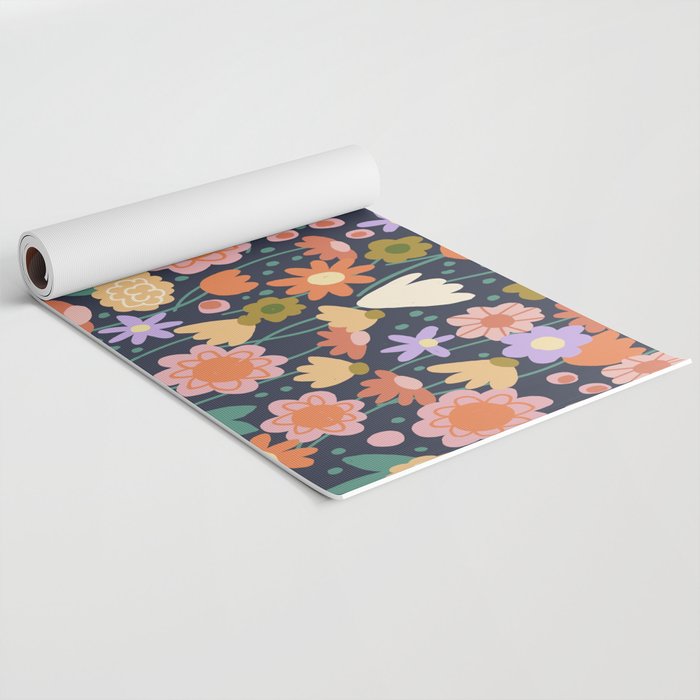Floral pattern dark Yoga Mat Gallery Image 2