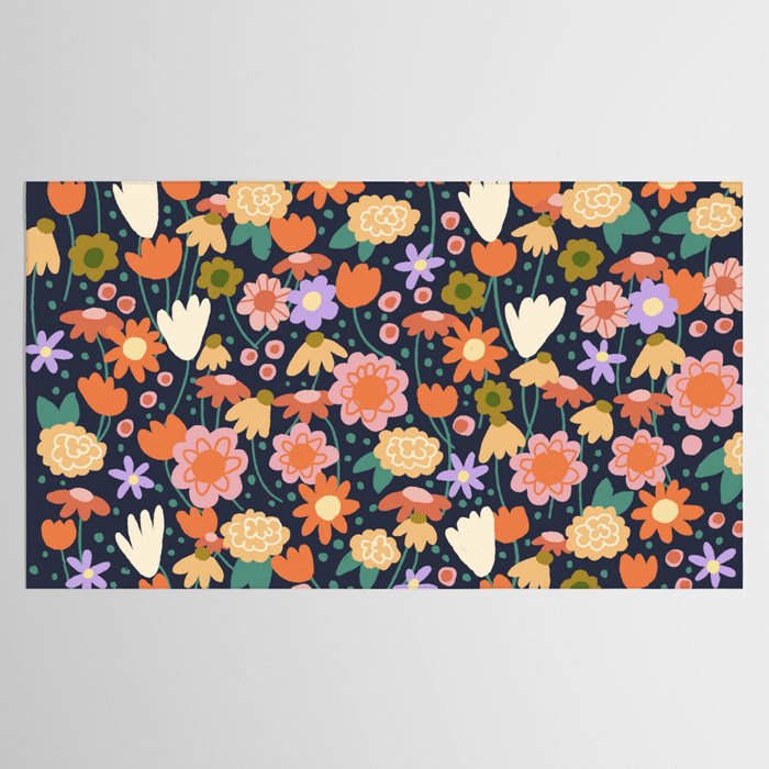 Floral pattern dark Tablecloth Gallery Image 2