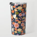 Floral pattern dark Travel Mug Gallery Image 3