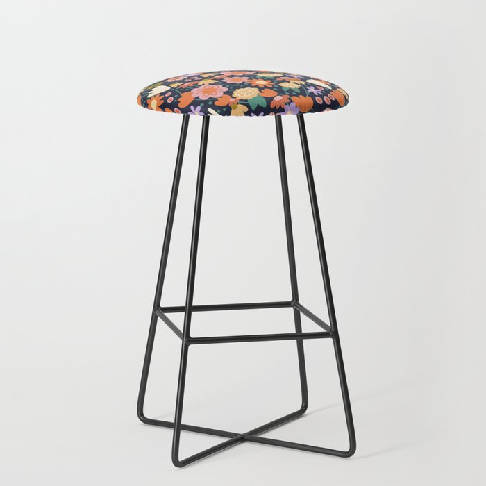Floral pattern dark Stool Gallery Image 1