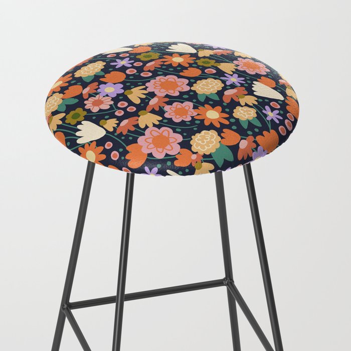 Floral pattern dark Stool Gallery Image 2