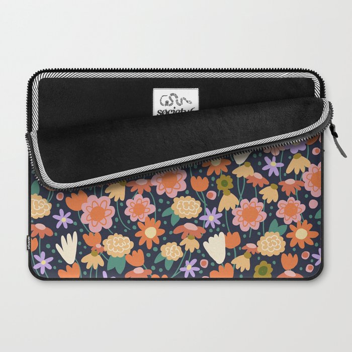 Floral pattern dark Laptop Sleeve Gallery Image 2