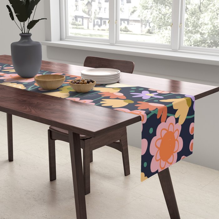 Floral pattern dark Table Runner Gallery Image 2