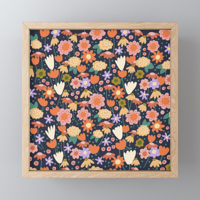Floral pattern dark Mini Art Print Gallery Image 1
