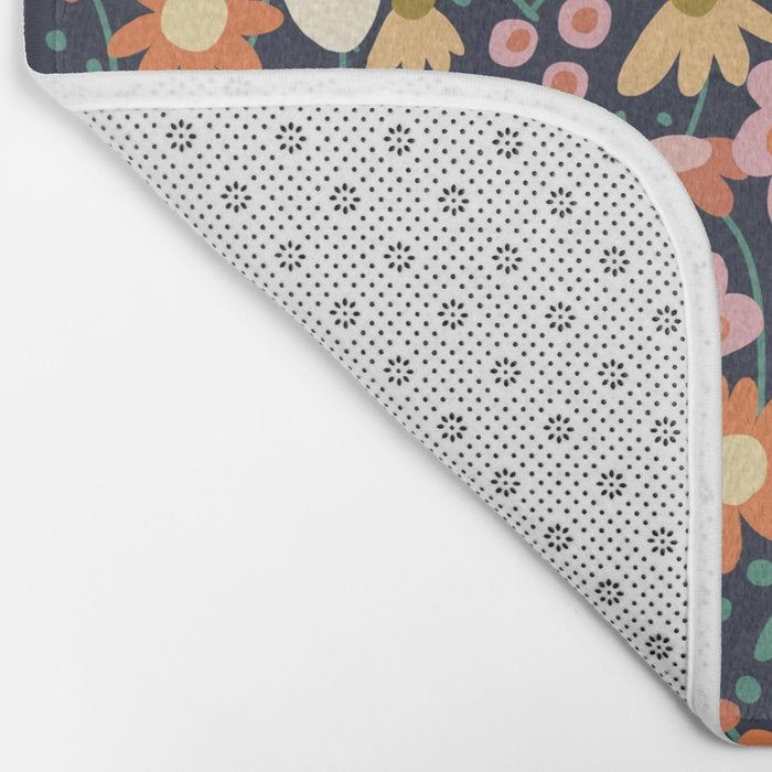 Floral pattern dark Bath Mat Gallery Image 2
