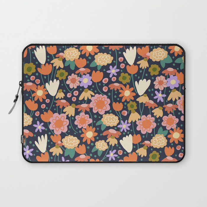 Floral pattern dark Laptop Sleeve Gallery Image 1