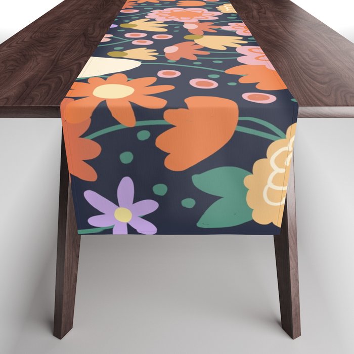 Floral pattern dark Table Runner Gallery Image 1
