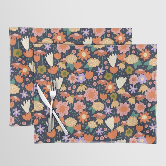 Floral pattern dark Placemat Gallery Image 1