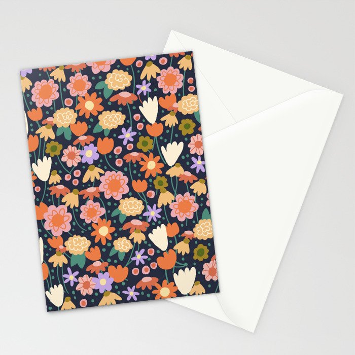 Floral pattern dark Stationery Card Gallery Image 2
