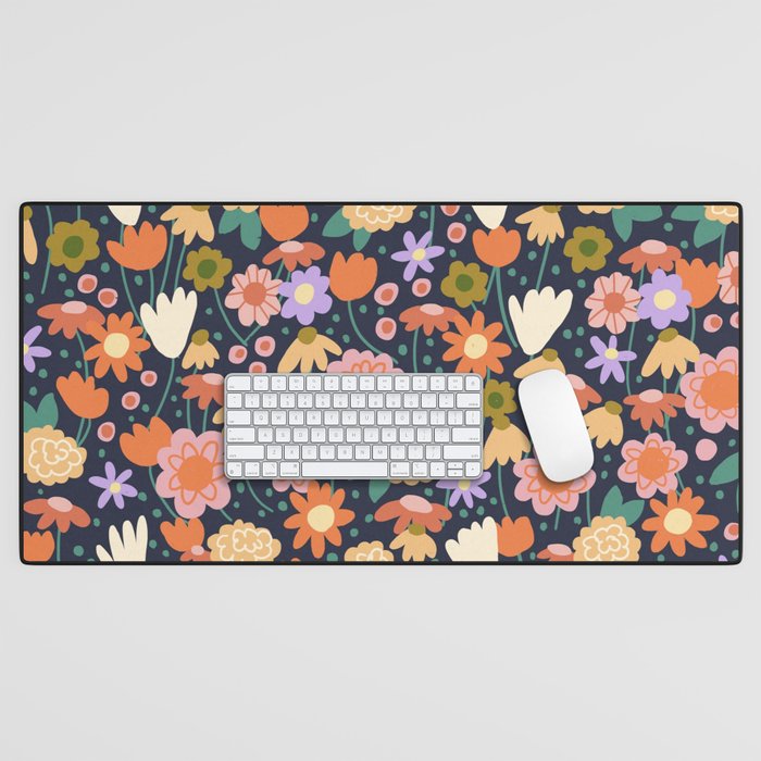 Floral pattern dark Desk Mat Gallery Image 1