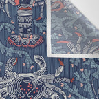 Lobster and crab coastal nostalgia navy Wall Tapestry Gallery Image 3