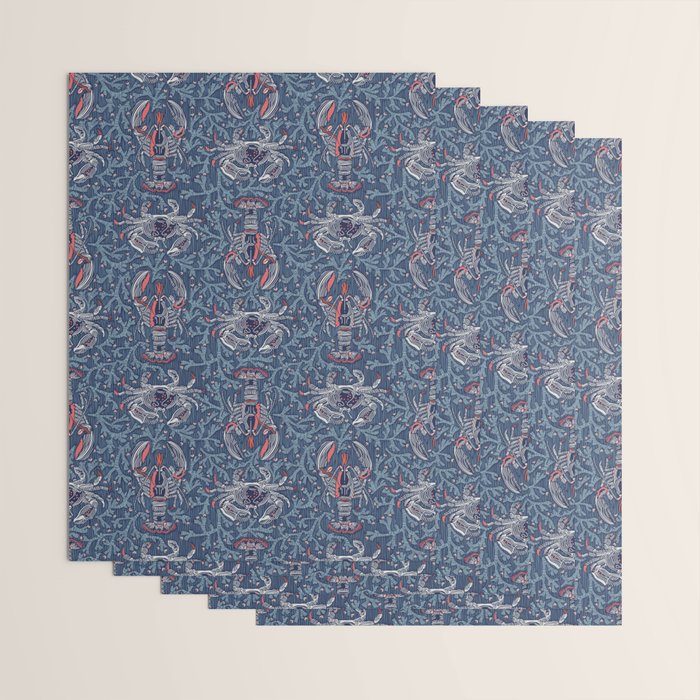 Lobster and crab coastal nostalgia navy Wrapping Paper Gallery Image 3